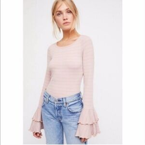 Free People Good Find Bell Fluted Sleeve Ribbed Top